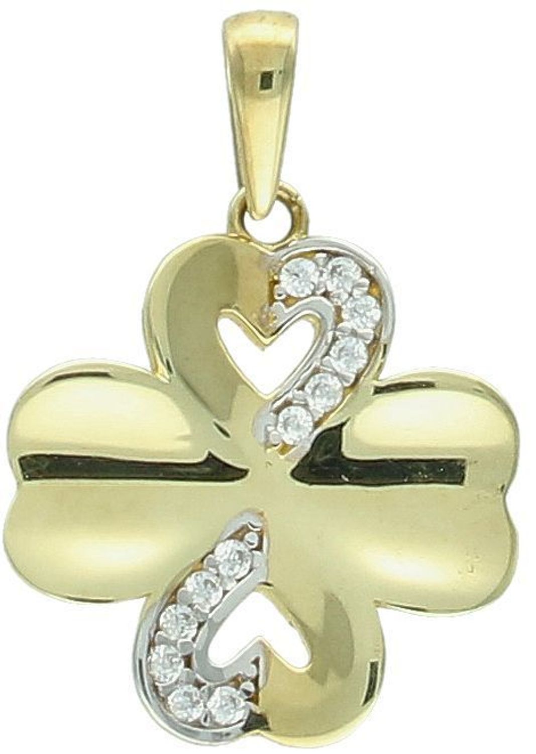 Złota zawieszka koniczynka w formie serc próba 333, ZW-X-X09-D00-LB16621. Ta urocza zawieszka łączy w sobie dwa symbole – szczęście i miłość. Wykonana z wysokiej jakości złota 1.jpg