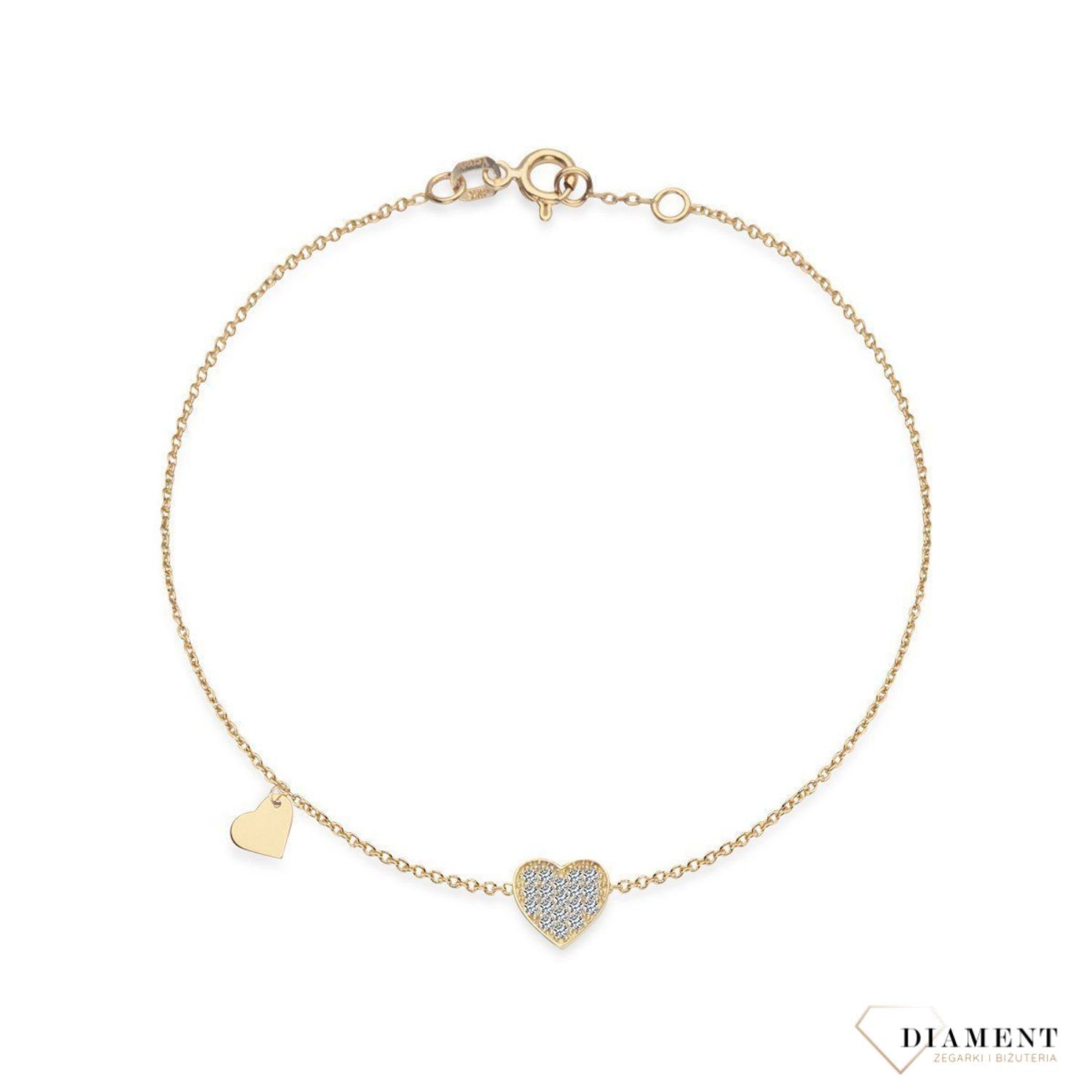 Delikatna, złota bransoletka z motywem serca to utrzymana w najnowszych trendach biżuteria. Doskonale sprawdzi się jako prezent dla ukochanej..jpg