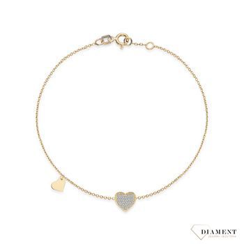 Delikatna, złota bransoletka z motywem serca to utrzymana w najnowszych trendach biżuteria. Doskonale sprawdzi się jako prezent dla ukochanej..jpg