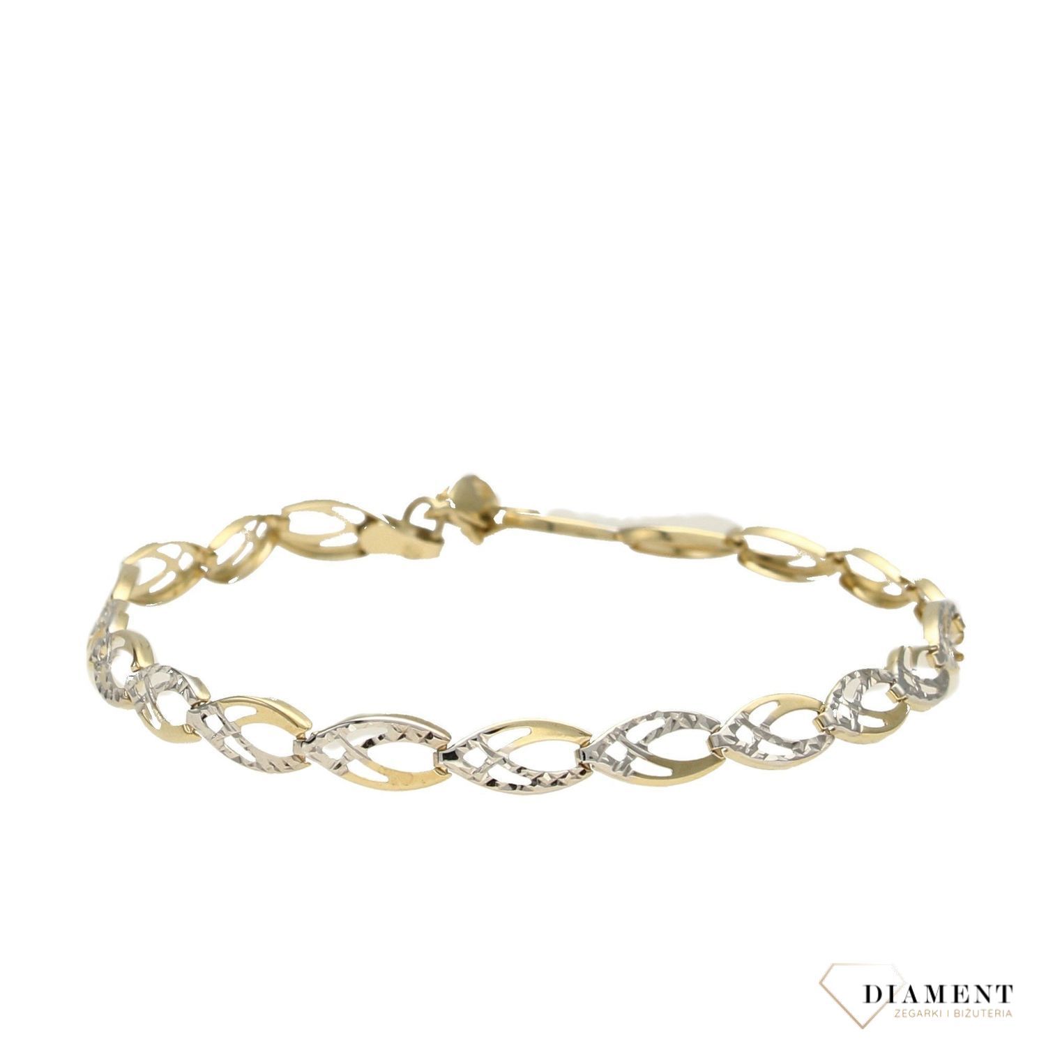 Złota elegancka bransoletka. Białe i żółte złoto. Złote Bransoletki Damskie w Sklepie z Biżuterią zegarki-diament.pl to idealny pomysł na prezent dla kobiety (3).jpg