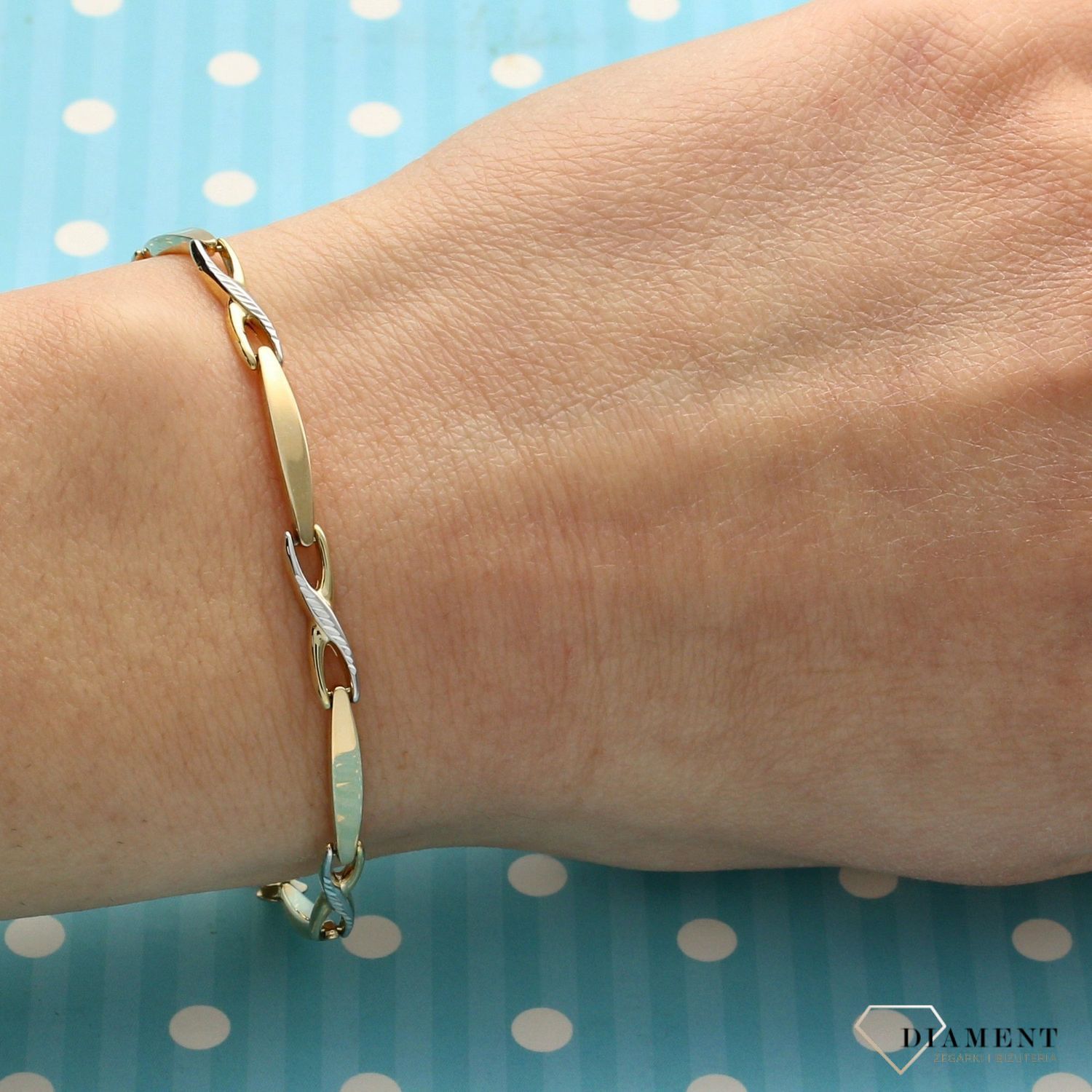 Złota bransoletka żółte i białe złoto. Złote Bransoletki Damskie w Sklepie z Biżuterią zegarki-diament.pl to idealny pomysł na prezent dla kobiety (2).jpg