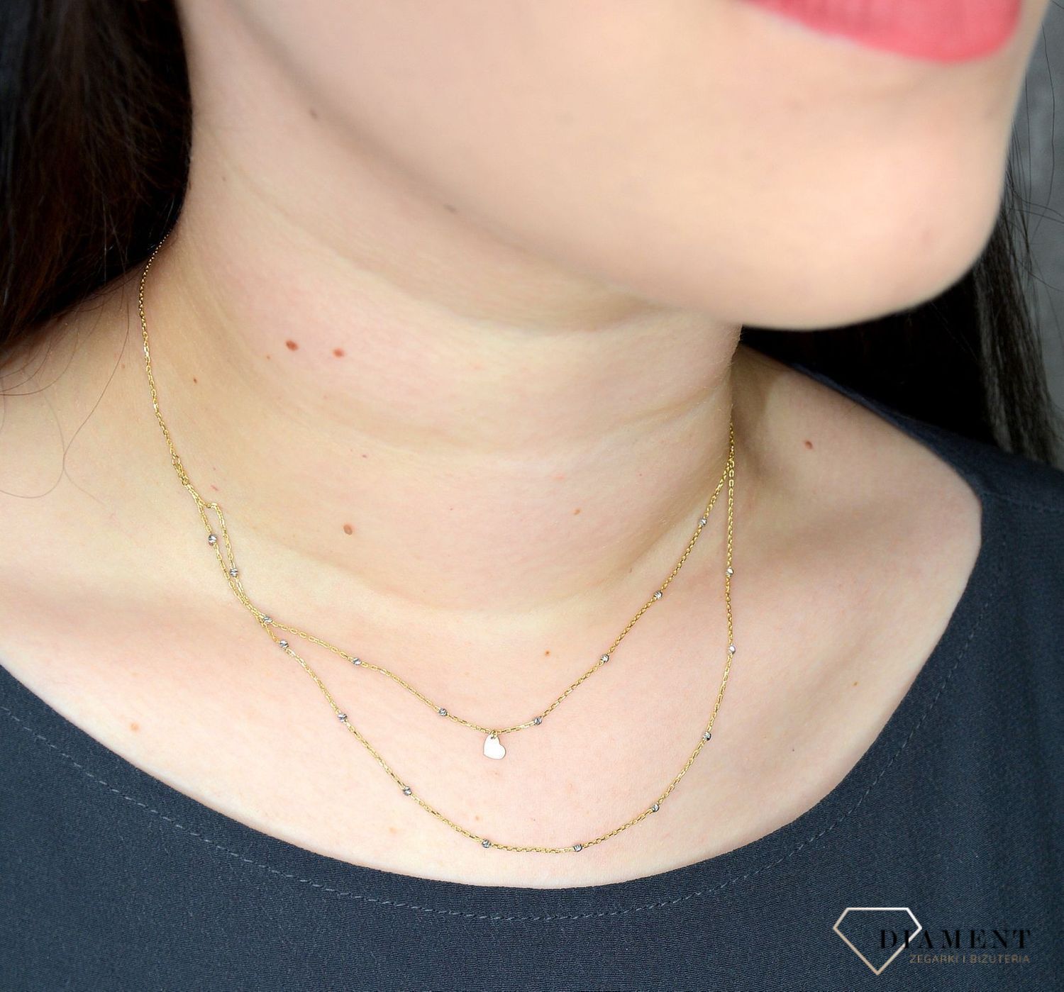 Złoty naszyjnik celebrytka 333 podwójne łańcuszki ZW-X-X09-D42-CA17312.jpg