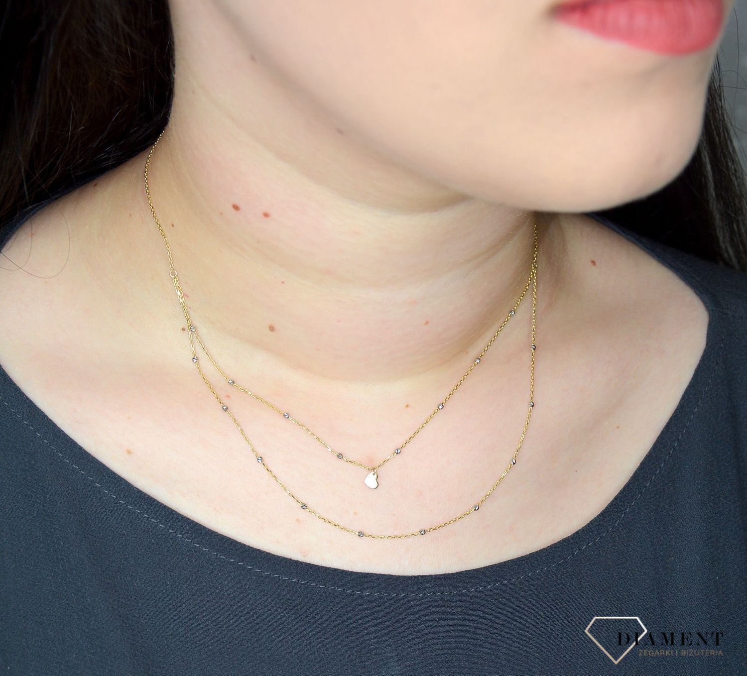 Złoty naszyjnik celebrytka 333 podwójne łańcuszki ZW-X-X09-D42-CA17312.jpg