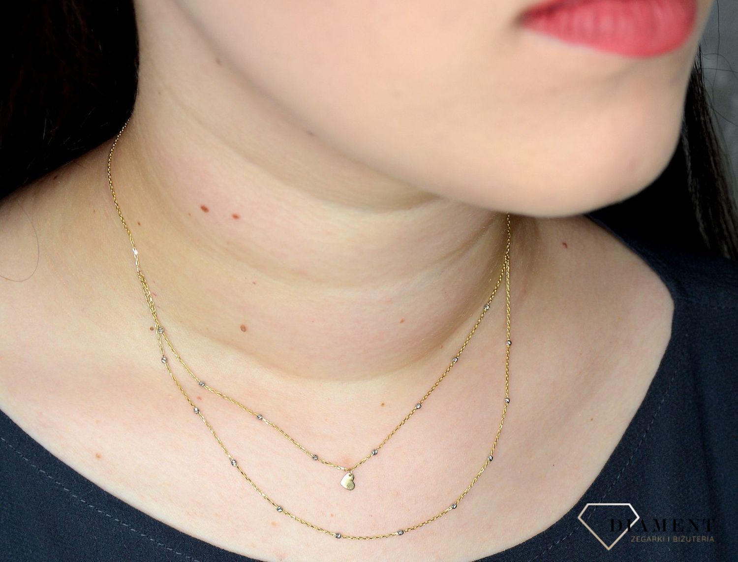 Złoty naszyjnik celebrytka 333 podwójne łańcuszki ZW-X-X09-D42-CA17312.jpg