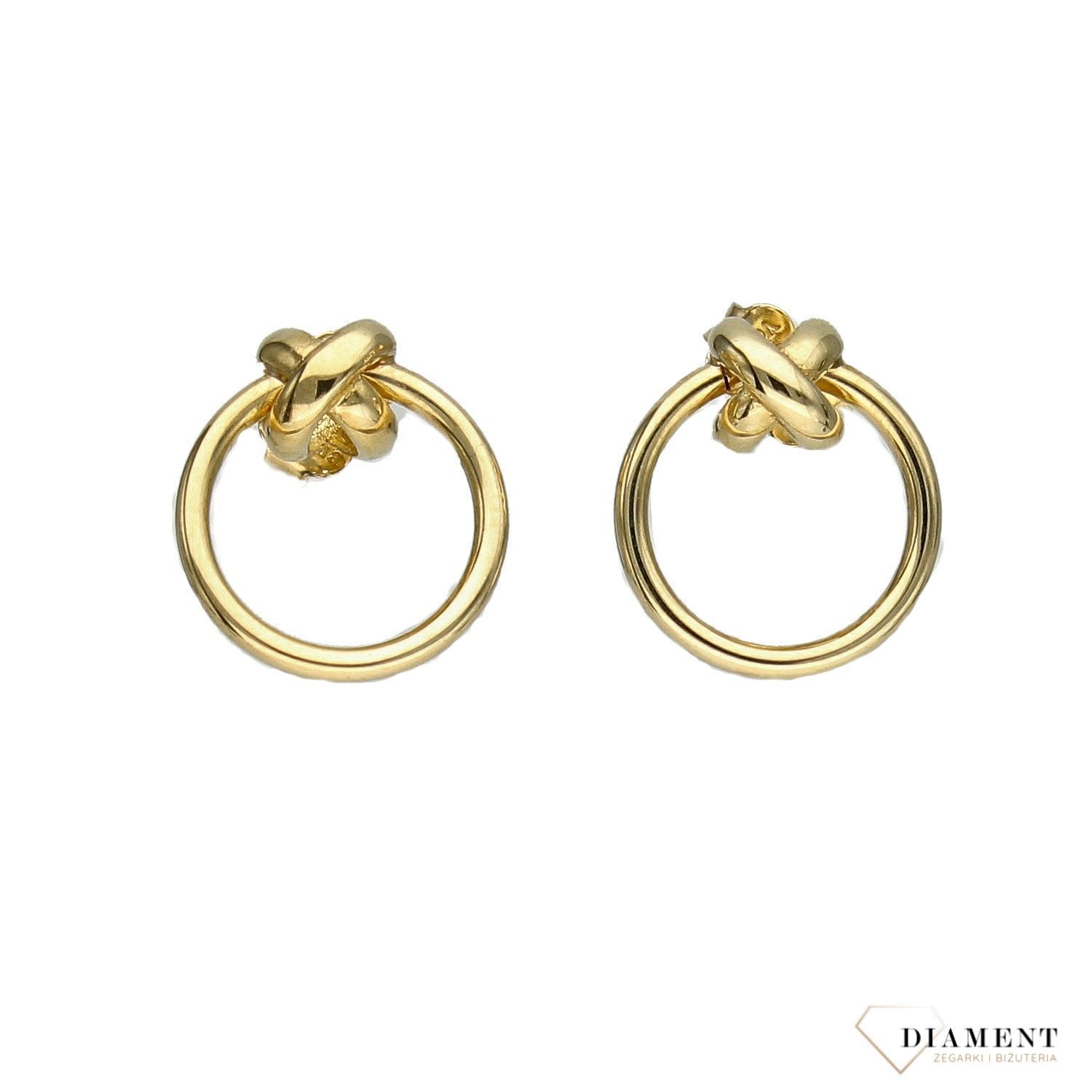 Złote kolczyki koła 333 koła z supełkiem.jpg