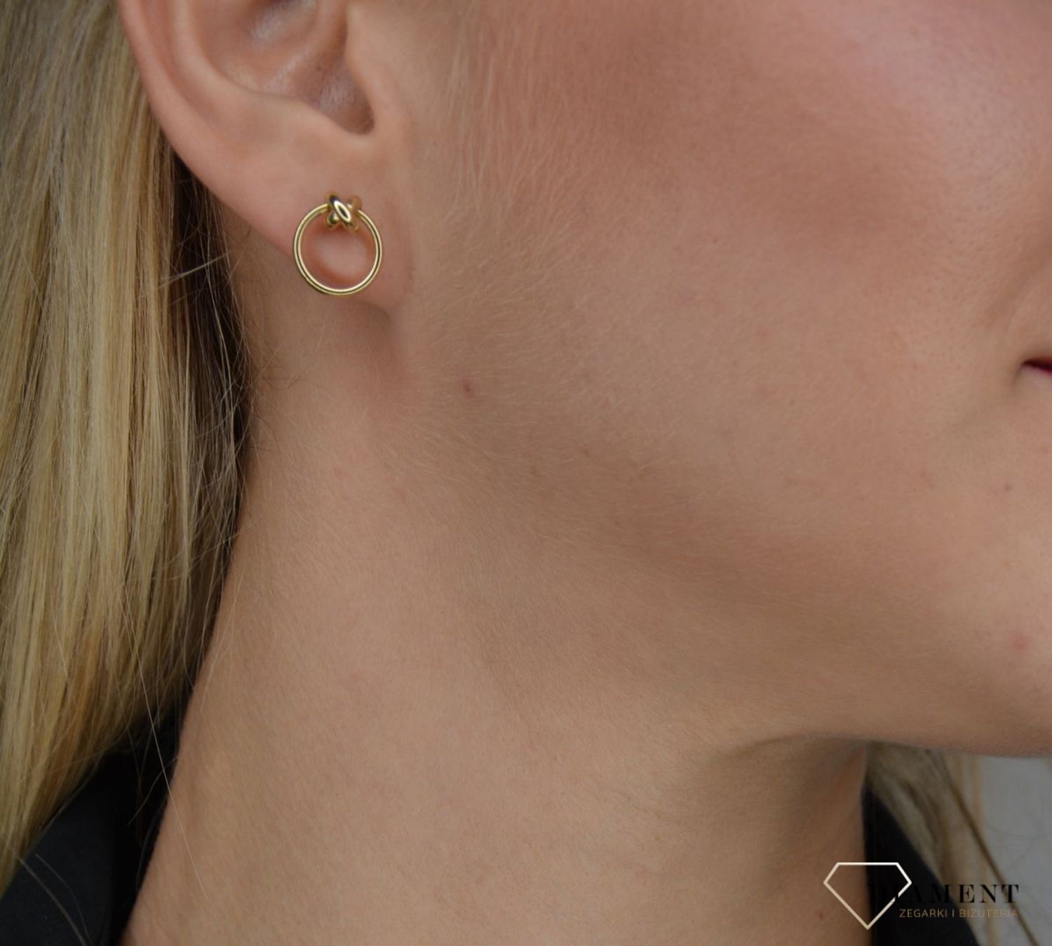 Złote kolczyki koła 333 koła z supełkiem.jpg