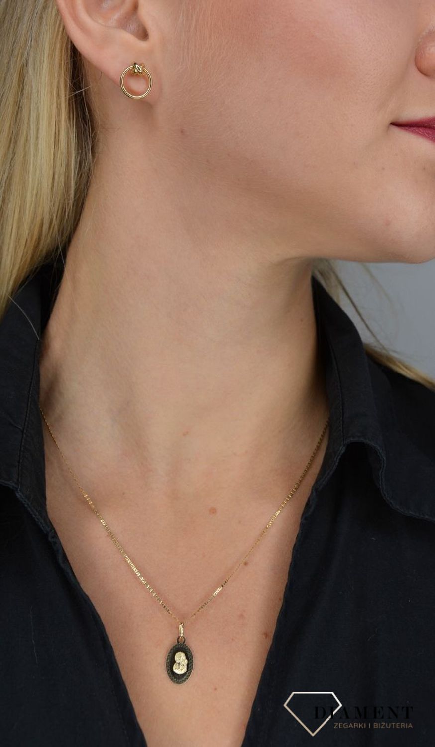 Złote kolczyki koła 333 koła z supełkiem.jpg