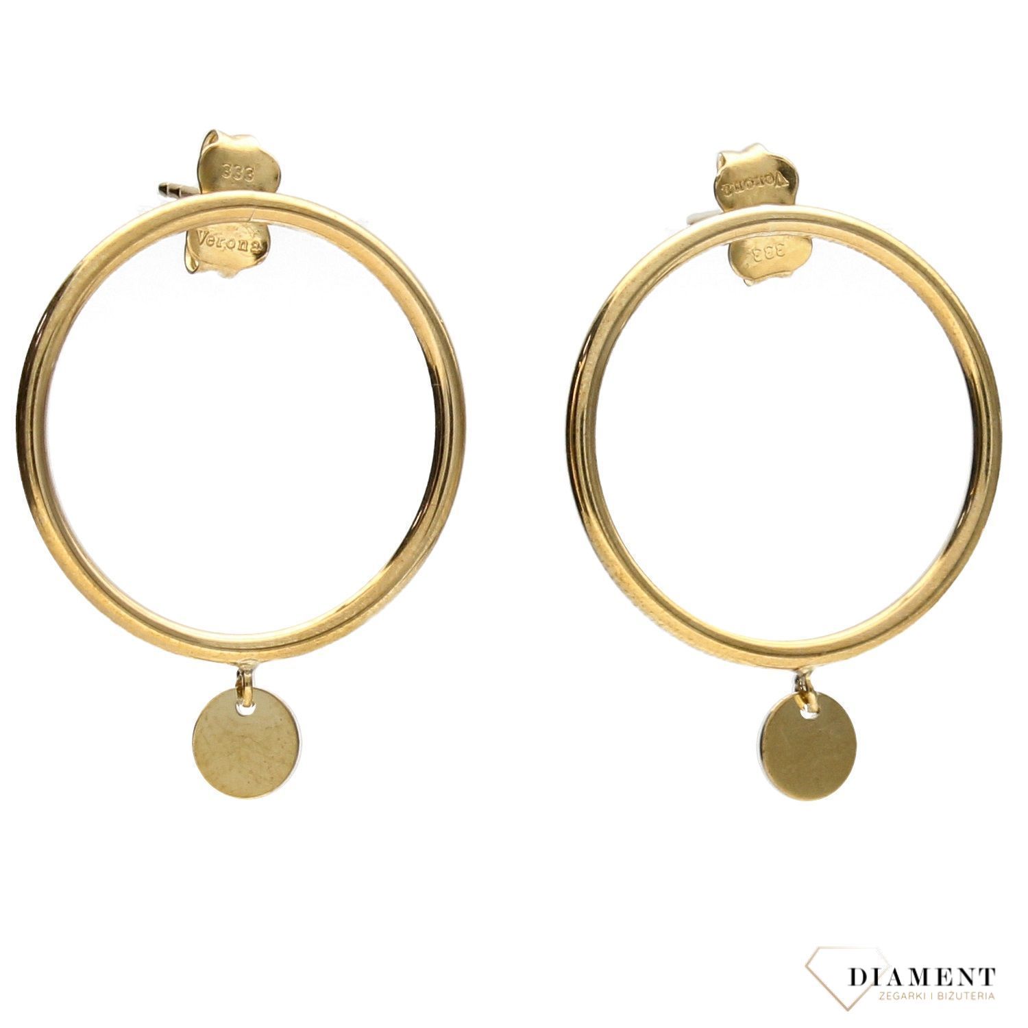 Złote kolczyki koła 333 z kółkiem.jpg
