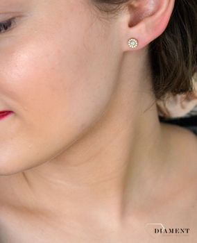 Kolczyki złote wkrętki w cyrkonie pr 333, ZW-X-X09-N00-FB14497.  Subtelne i eleganckie złote kolczyki wkrętki, ozdobione lśniącymi cyrkoniami,  (2).JPG