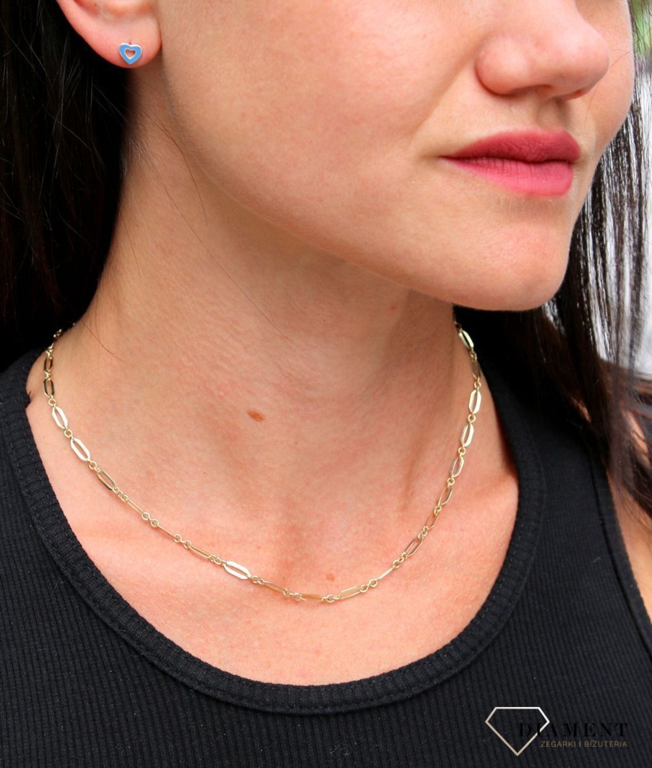 Złote kolczyki dla dziewczynki 333 niebieskie serduszko ZW-X-X09-N00-FL18138.jpg