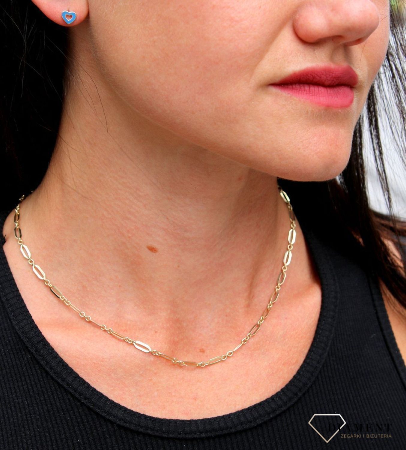 Złote kolczyki dla dziewczynki 333 niebieskie serduszko ZW-X-X09-N00-FL18138.jpg