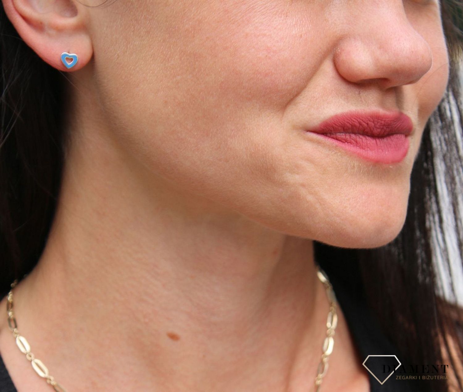 Złote kolczyki dla dziewczynki 333 niebieskie serduszko ZW-X-X09-N00-FL18138.jpg