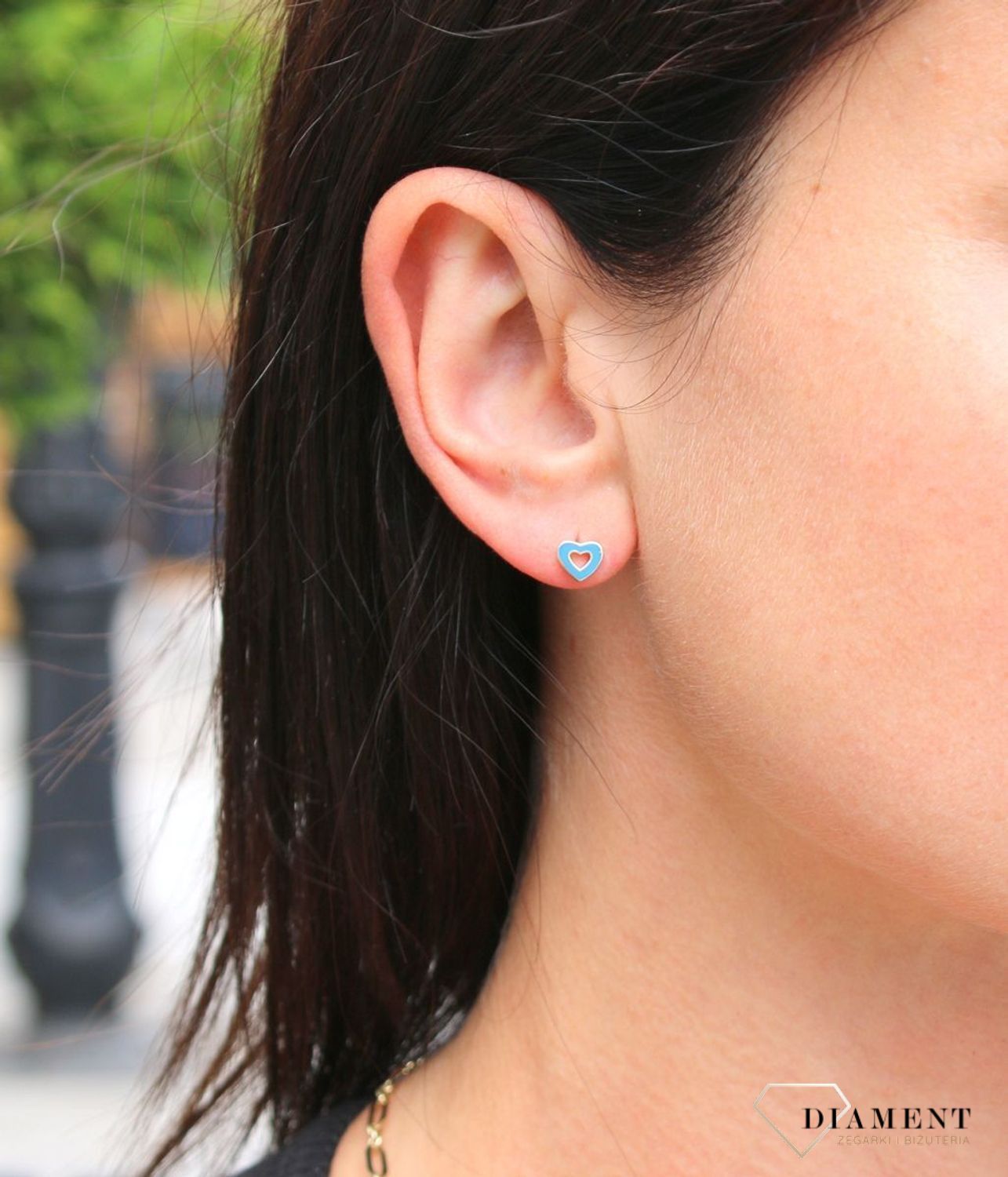 Złote kolczyki dla dziewczynki 333 niebieskie serduszko ZW-X-X09-N00-FL18138.jpg