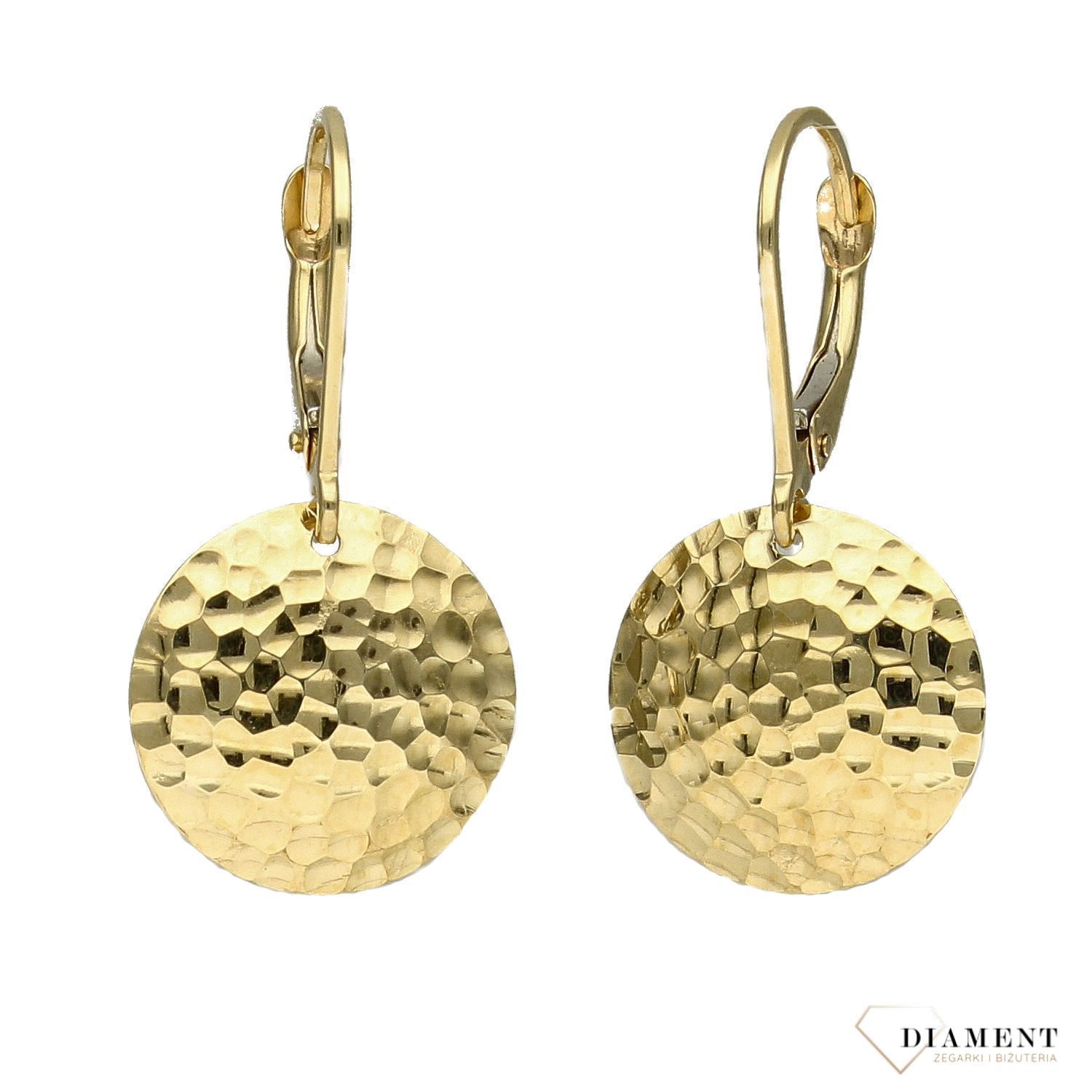 Złote kolczyki 333 wiszące, grawerowane blaszki ZW-X-X09-N00-GA18166.jpg
