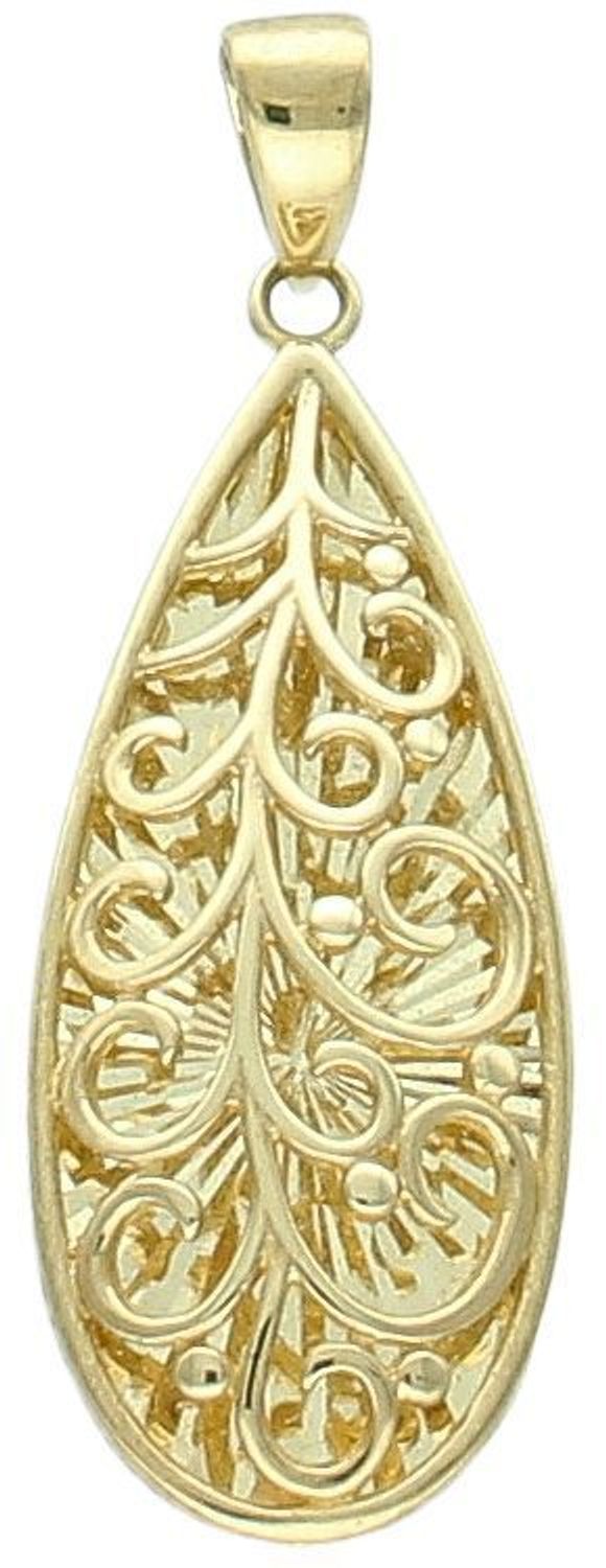 Złota zawieszka ażurowa łezka, grawerowany środek próba 333, ZW-X-X09-N00-LA16421. Elegancka i subtelna złota zawieszka w kształcie łezki to wyjątkowy dodatek, który podkreśli 1.jpg