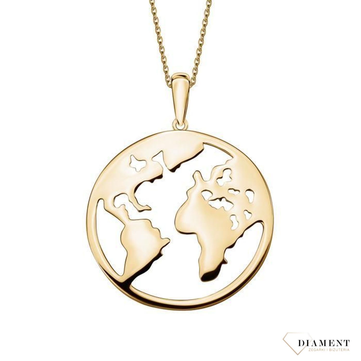 Złoty przepiękny, wisiorek w formie mapy świata idealny dla osoby lubiącej podróżować. Przypominał będzie wszystkie odwiedzone miejsca lub te o których się marzy..jpg