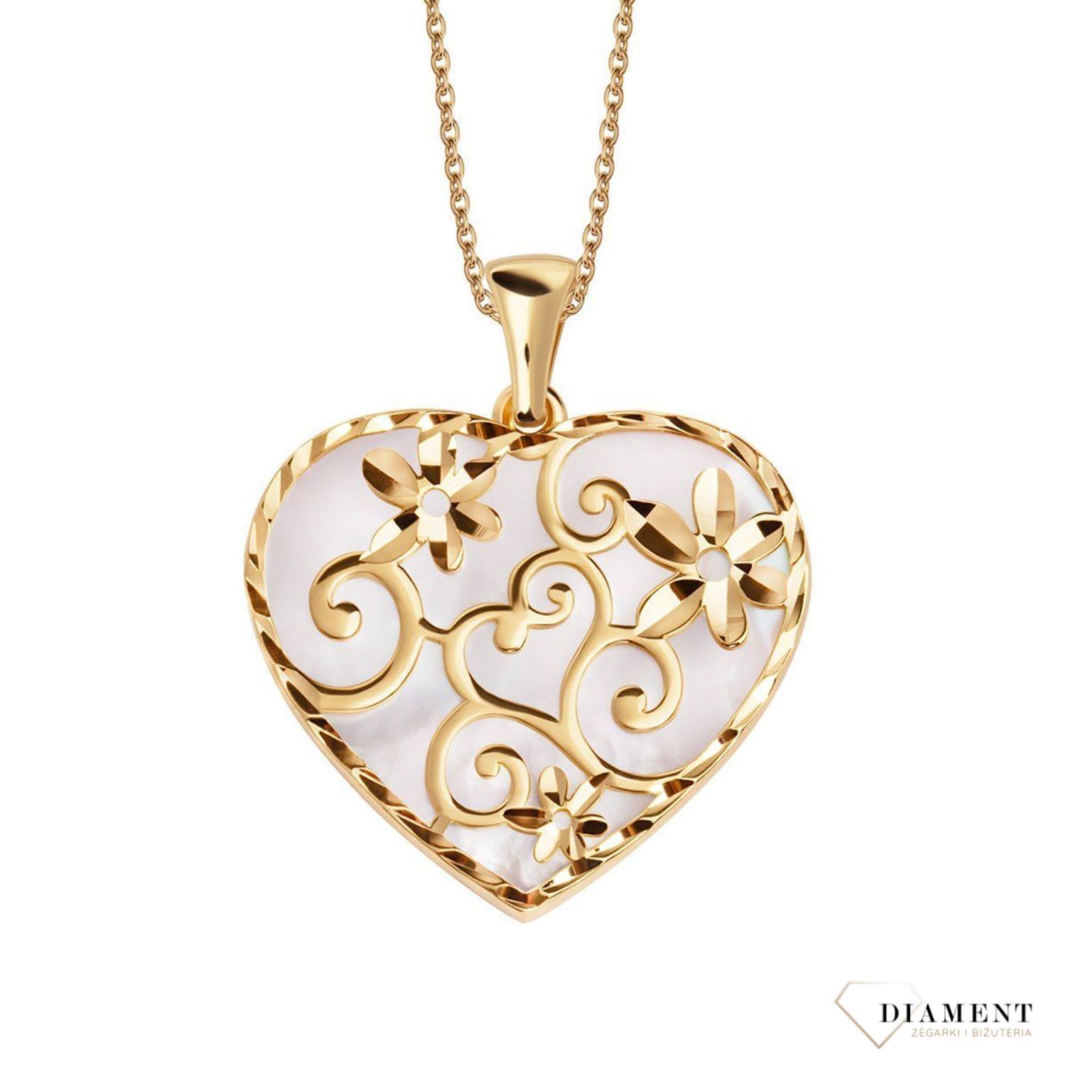 Złota zawieszka 333 piękne serce z masą perłową ZW-X-X09-N00-LW17946.jpg
