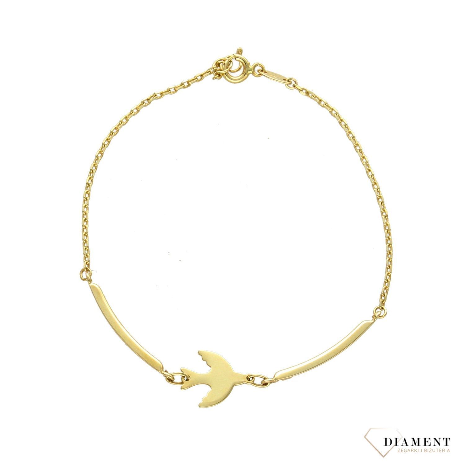 Złota Bransoletka jaskółka. Żółte złoto. Blaszka. Złote Bransoletki Damskie w Sklepie z Biżuterią zegarki-diament.pl to idealny pomysł na prezent dla kobiety. 3.jpg