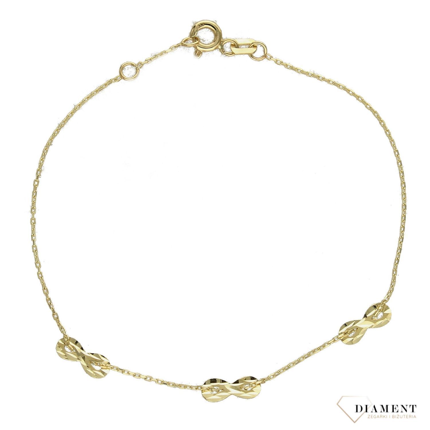 Złota bransoletka damska 333 ankier znak nieskończoności ZW-X-X09-N18-DA18348.jpg