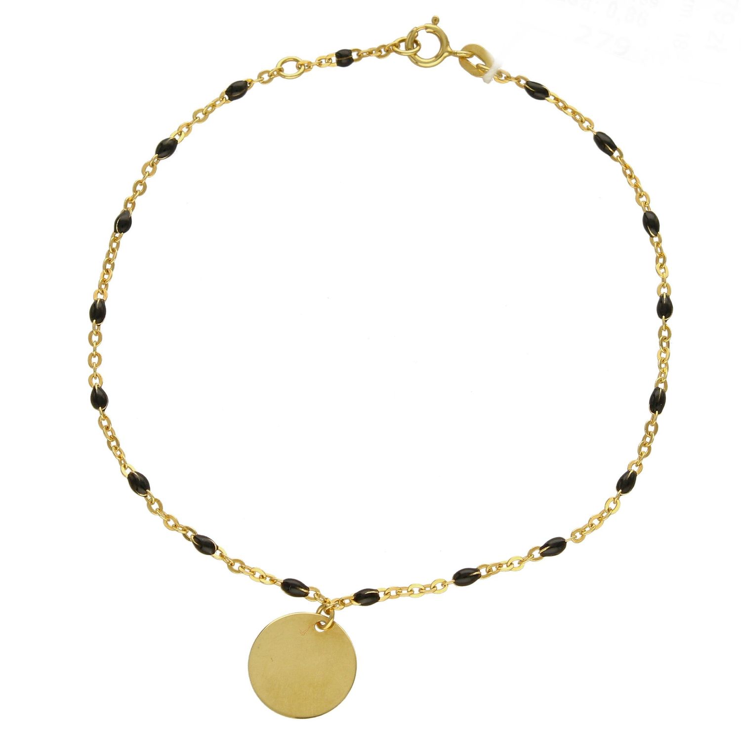 Złota bransoletka celebrytka z kółkiem i czarną emalią ZW-X-X09-N18-DL16947.jpg