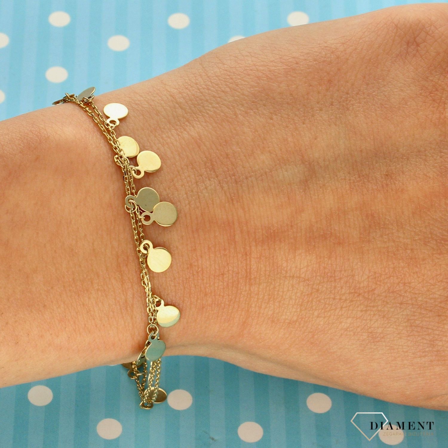 Złota bransoletka 333 damska drobne kółka  (1).jpg