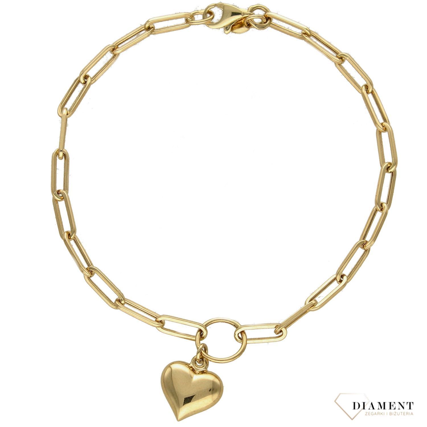 Złota bransoletka 585 'Prosty łańcuszek z wypukłym serduszkiem' ZW-X-X09-N19-DA18192-585. Złota bransoletka 'Prosty łańcuszek z wypukłym serduszkiem' (1).jpg