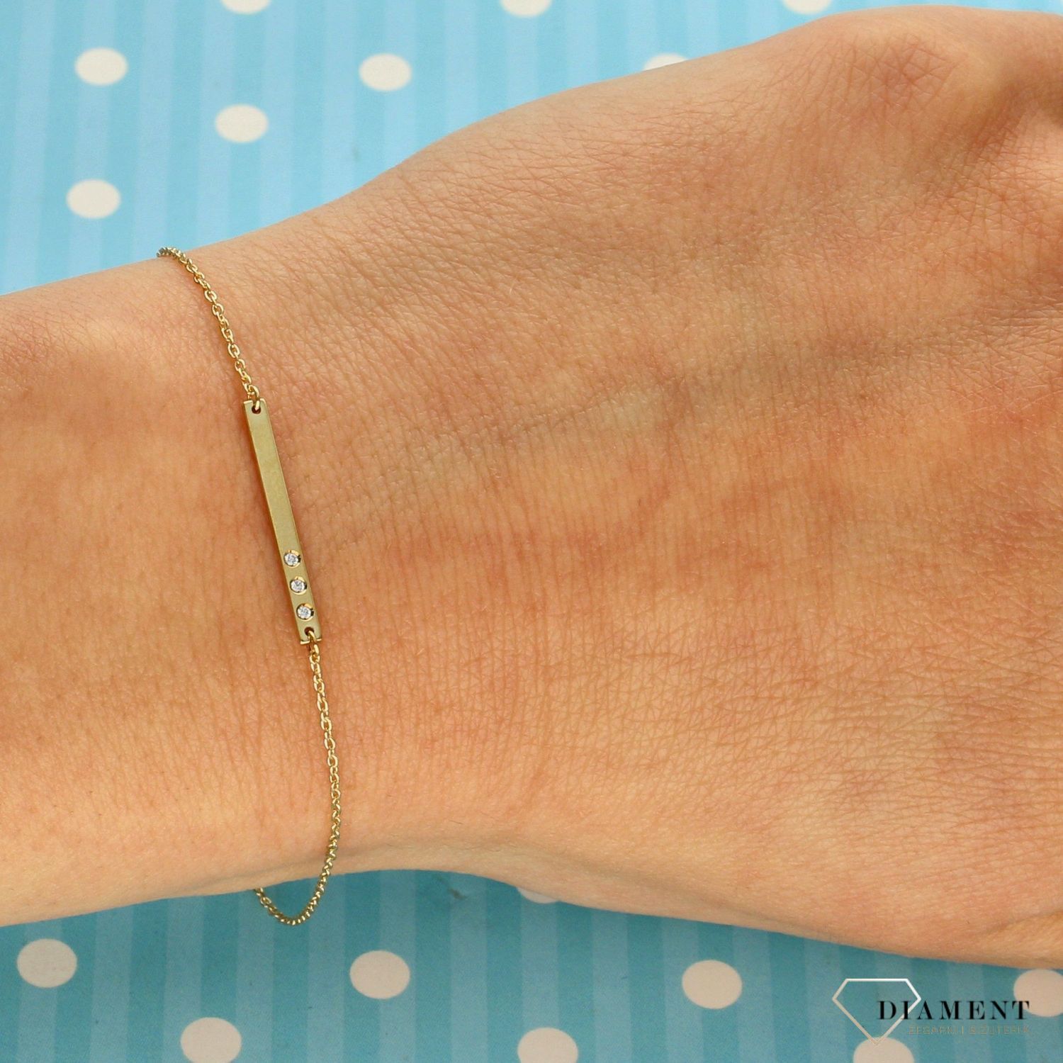 Złota bransoletka 333 blaszka z cyrkonią  (1).jpg