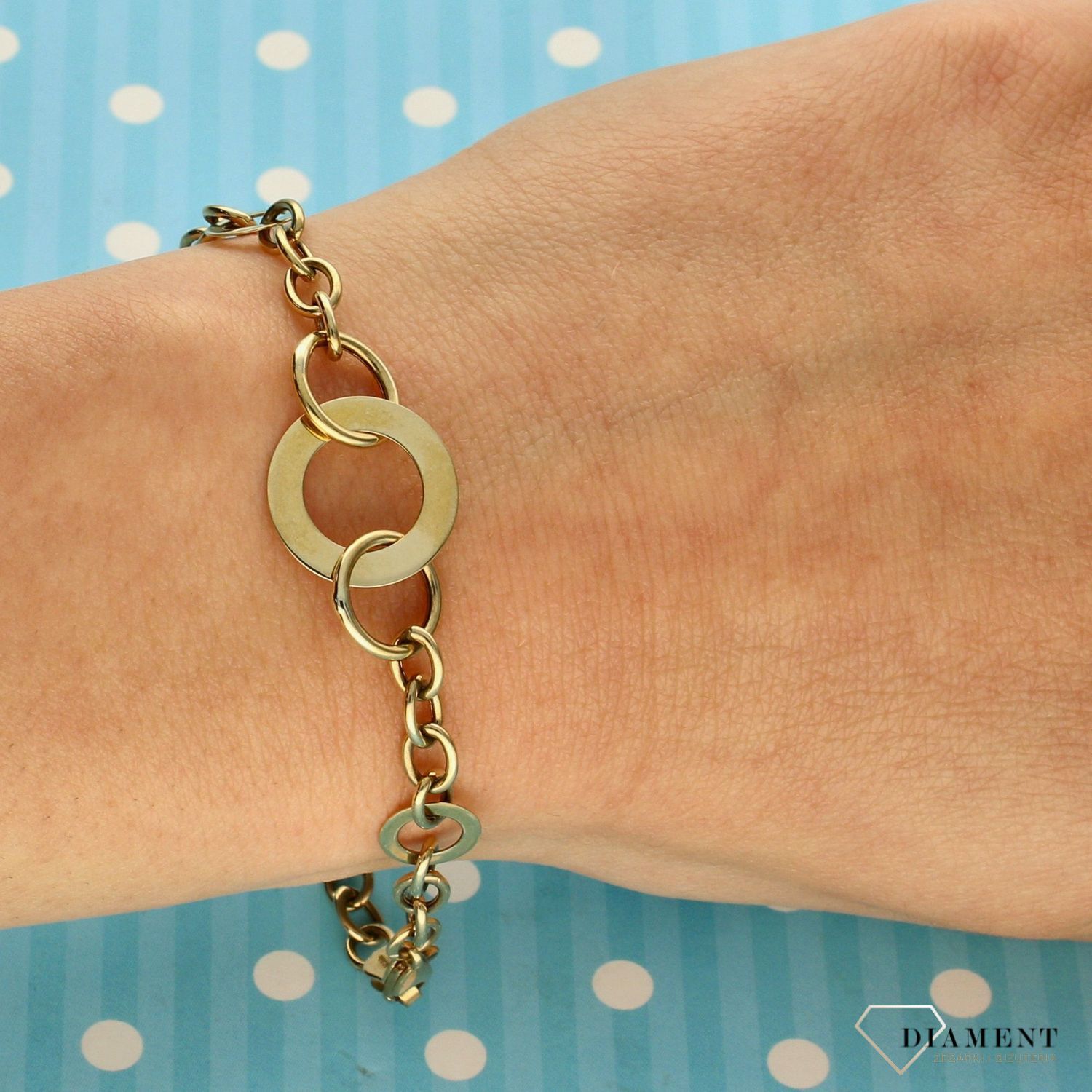 Złota bransoletka 333 koła geometryczna (1).jpg