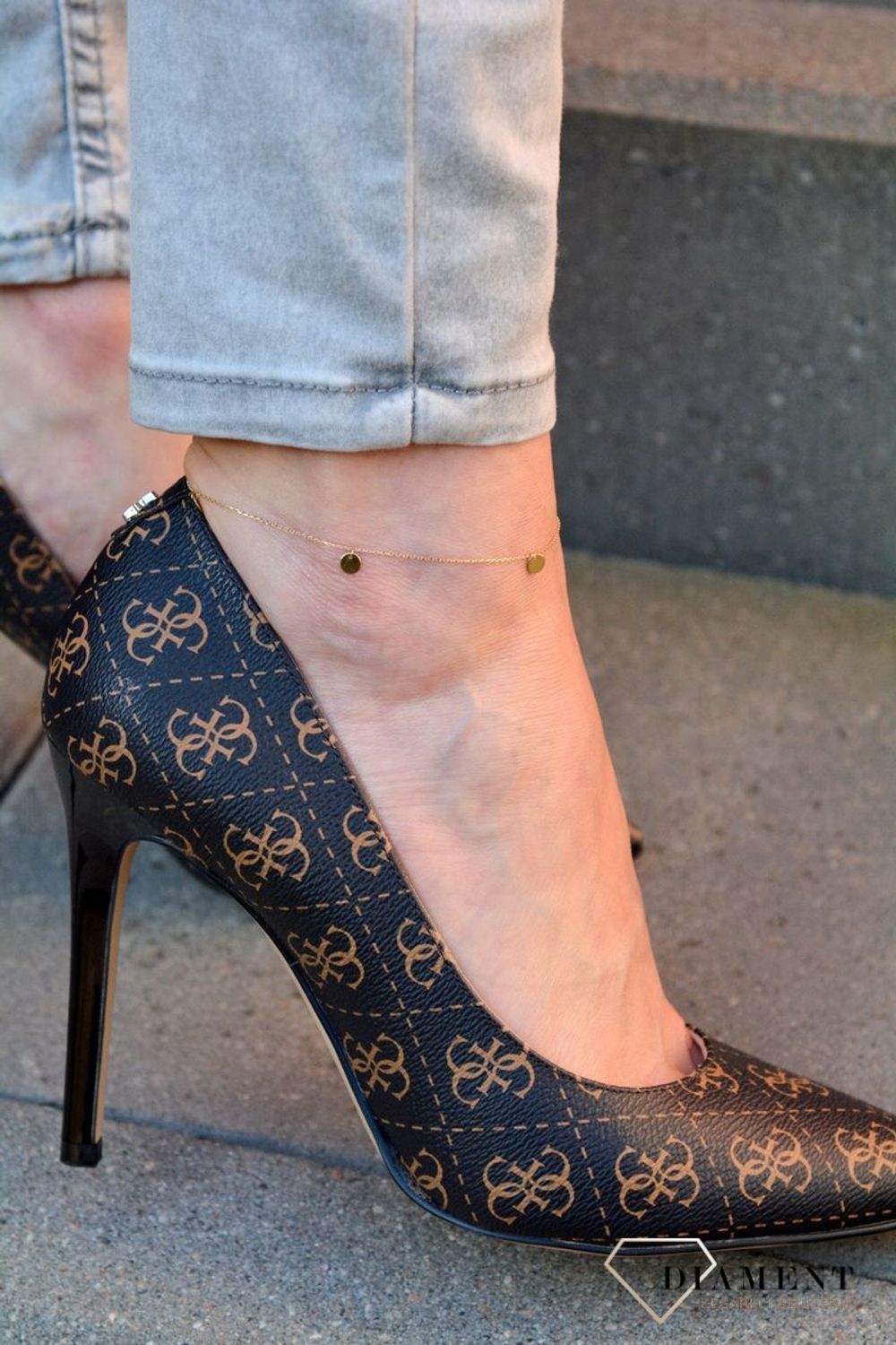 Złota bransoletka YES na nogę 333 złote kółeczka ZW-X-X09-N25-DA17171.jpg