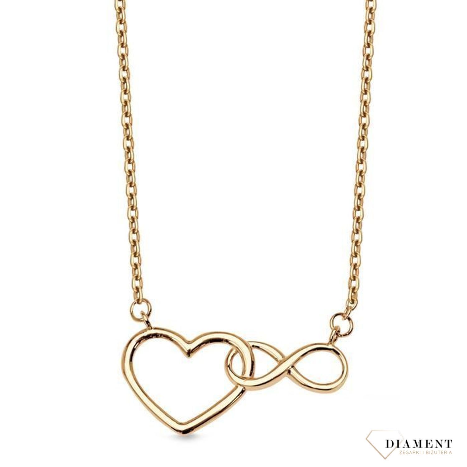 Piękny naszyjnik celebrytka, z elementem ozdobnym w postaci przecinających się ze sobą serca i znaku nieskończoności. To symbol nieprzerwanej, wiecznej miłości..jpg