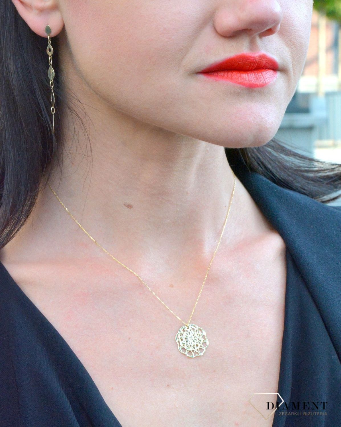 Złoty naszyjnik YES celebrytka z ażurową zawieszką 333 ZW-X-X09-N45-CA18224.jpg