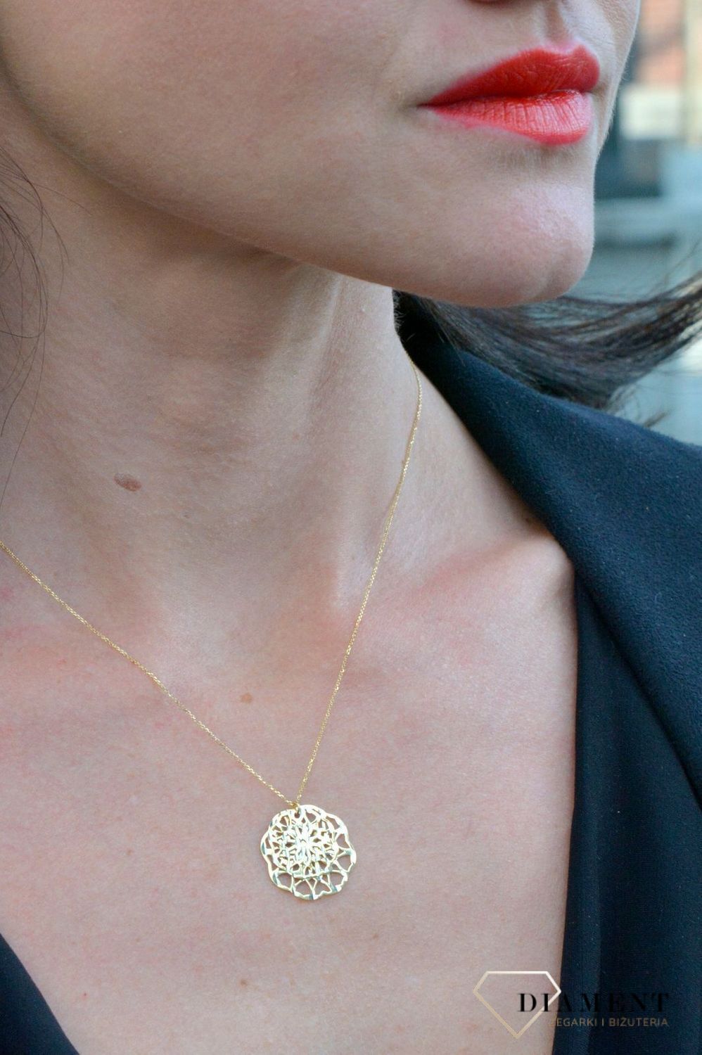 Złoty naszyjnik YES celebrytka z ażurową zawieszką 333 ZW-X-X09-N45-CA18224.jpg