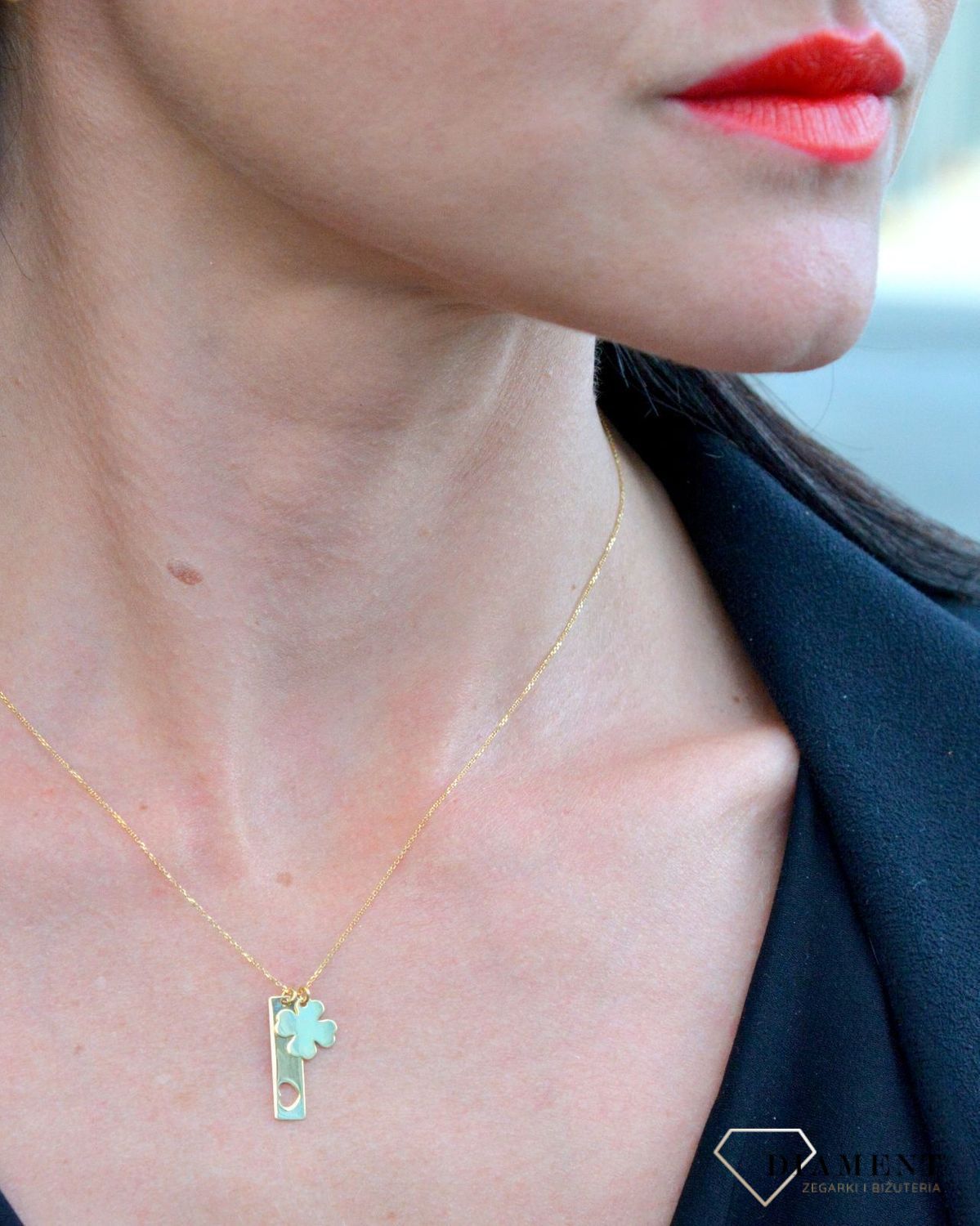 Złoty naszyjnik celebrytka YES 'Blaszka z serduszkiem i koniczynką' 333 ZW-X-X09-N45-CA18229.jpg