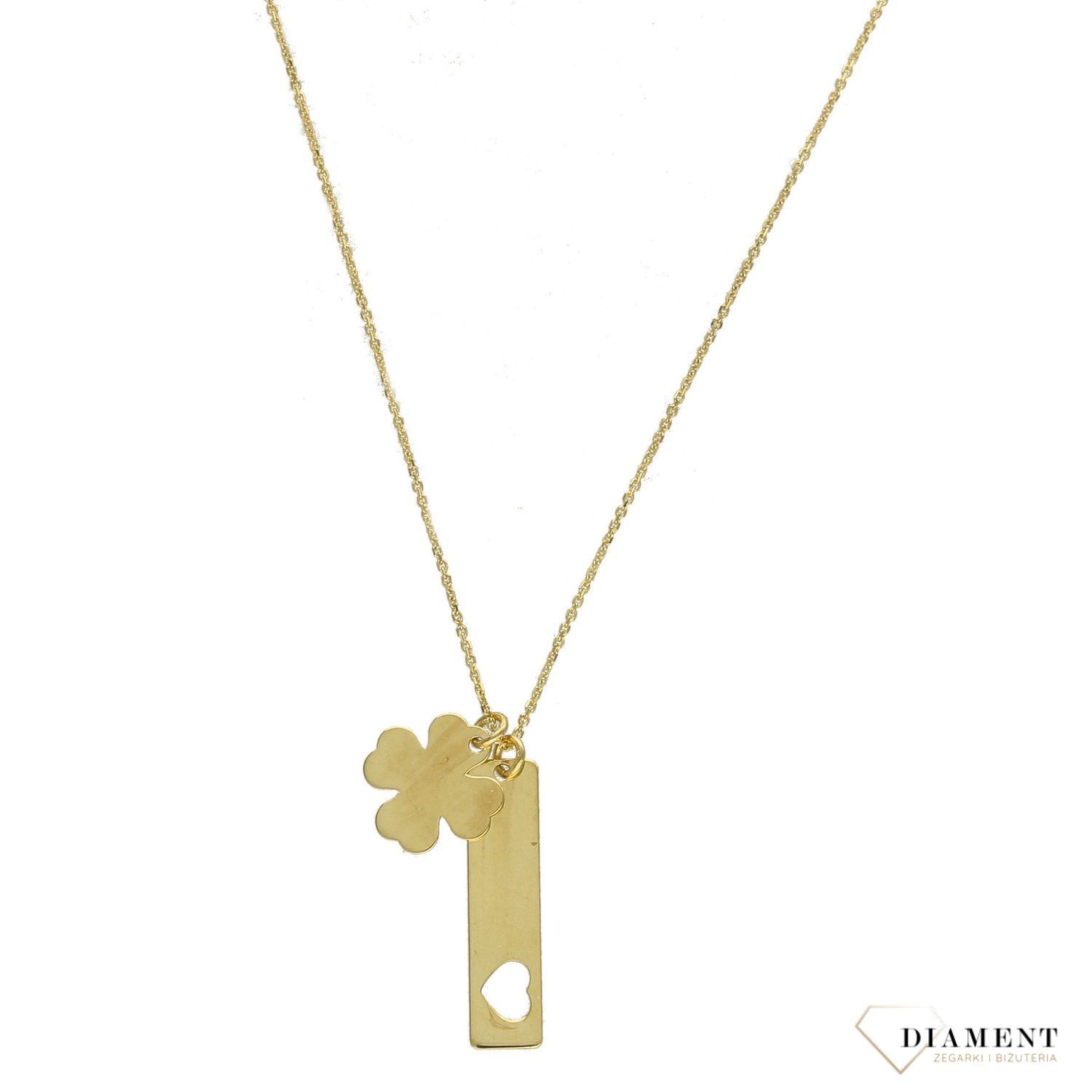 Złoty naszyjnik celebrytka YES 'Blaszka z serduszkiem i koniczynką' 333 ZW-X-X09-N45-CA18229.jpg