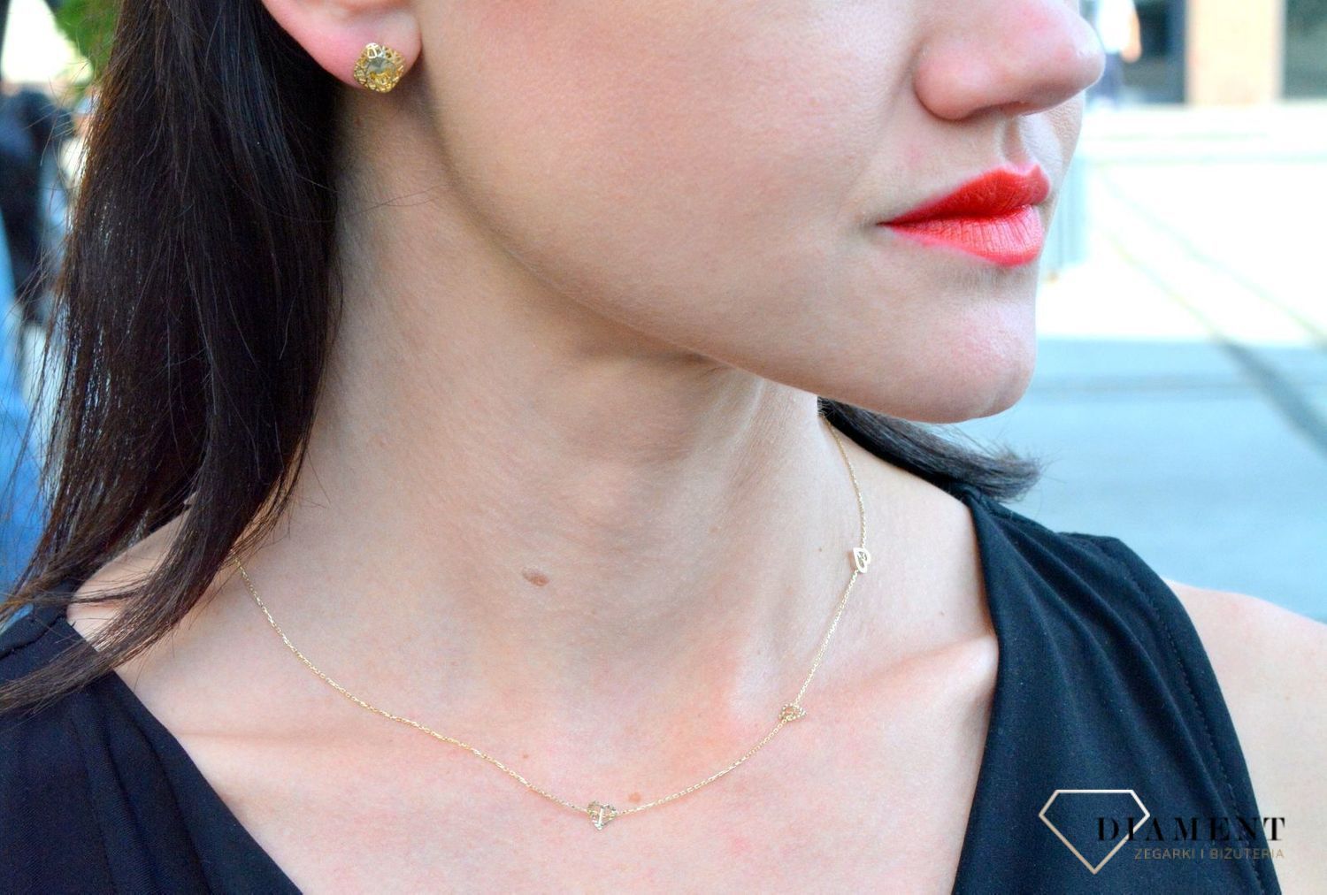 Złoty naszyjnik YES 333 celebrytka - trzy serca ZW-X-X09-N45-CA18349.jpg