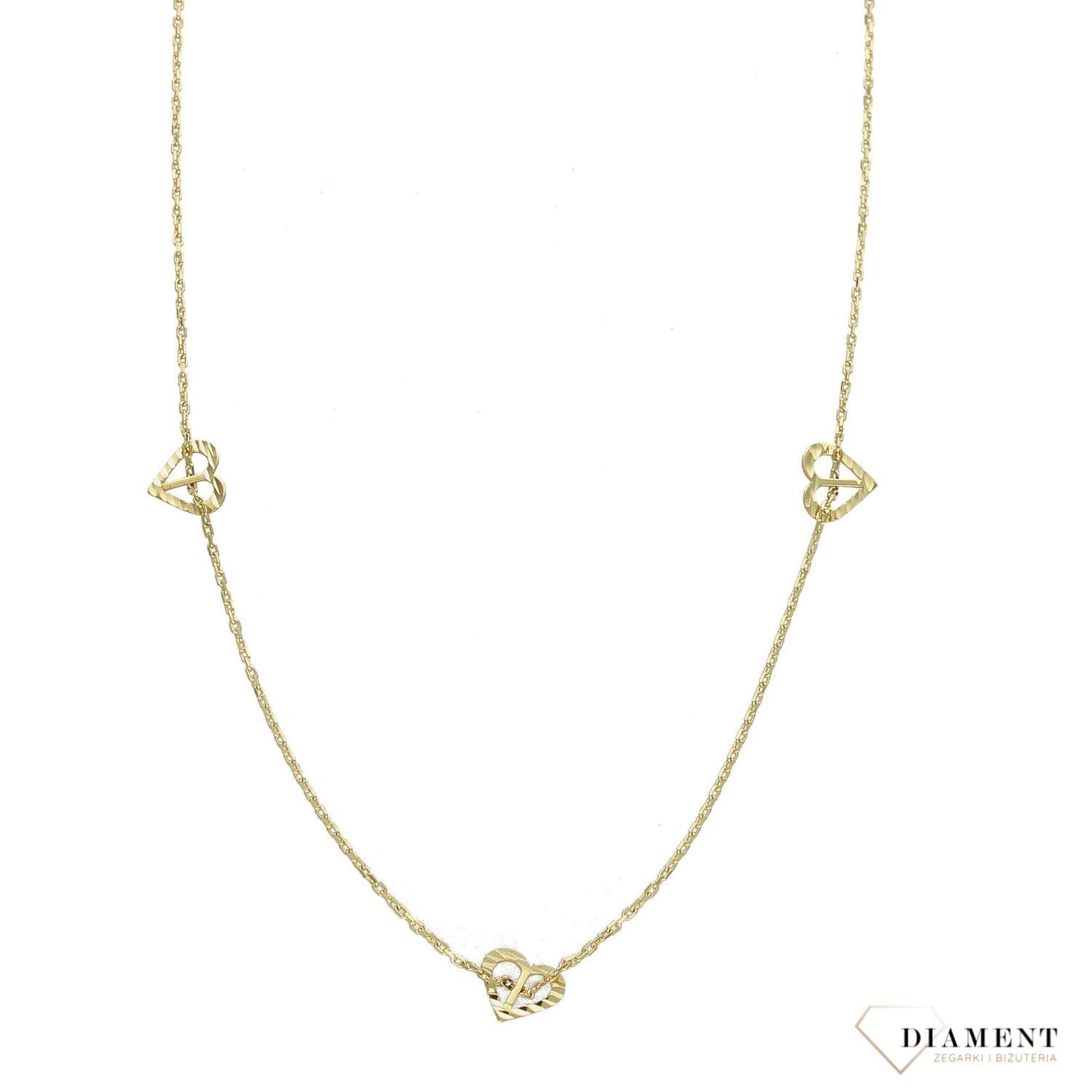 Złoty naszyjnik YES 333 celebrytka - trzy serca ZW-X-X09-N45-CA18349.jpg