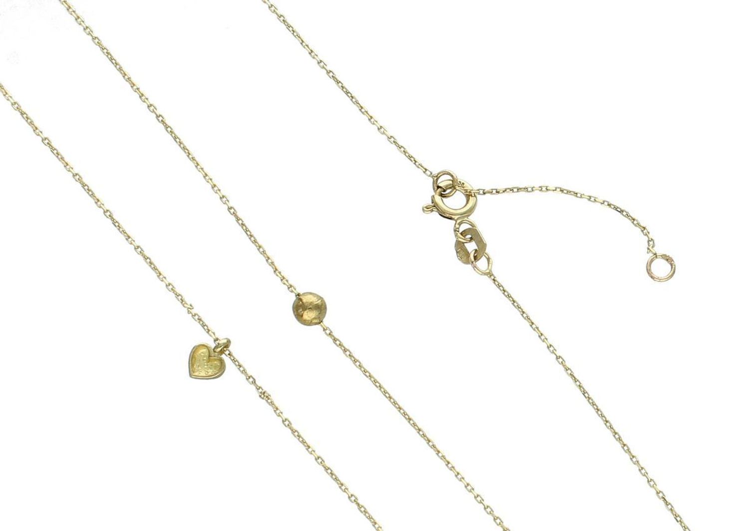 Złoty naszyjnik damski 333 Podwójny z serduszkiem i kuleczką. Niezwykle szykowny i delikatny naszyjnik wykonany z najwyższej jakości 14 –karatowego żółtego złota to elegancki 1.jpg