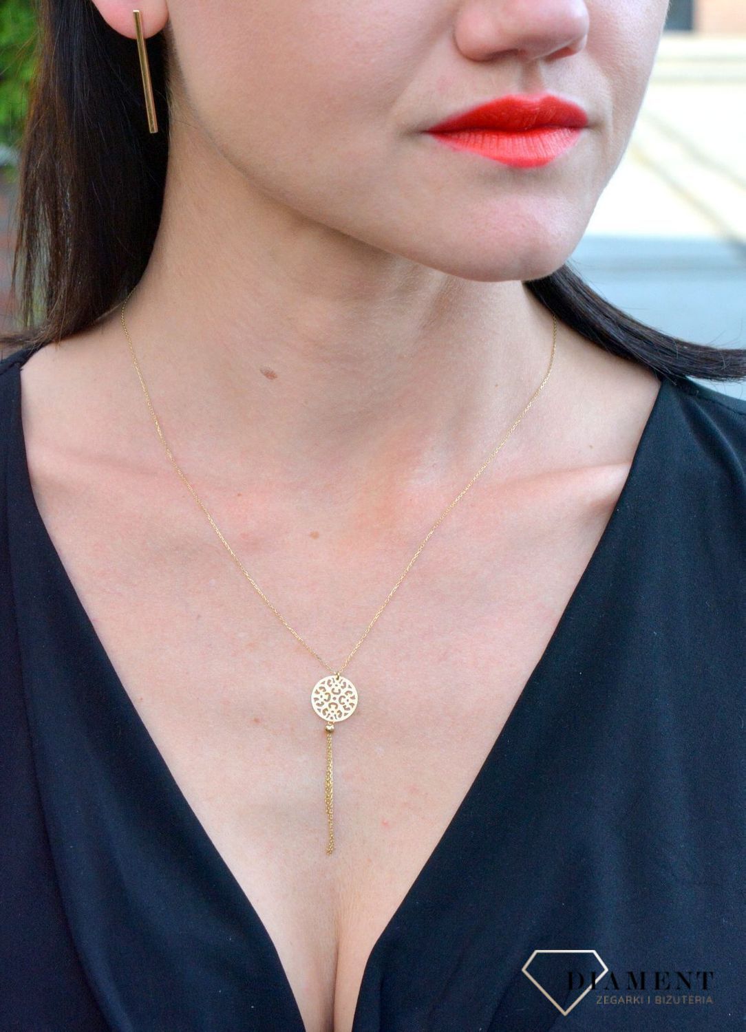 Złoty naszyjnik YES ażurowe kółko z łańcuszkami 333 ZW-X-X09-N50-CA17239..jpg