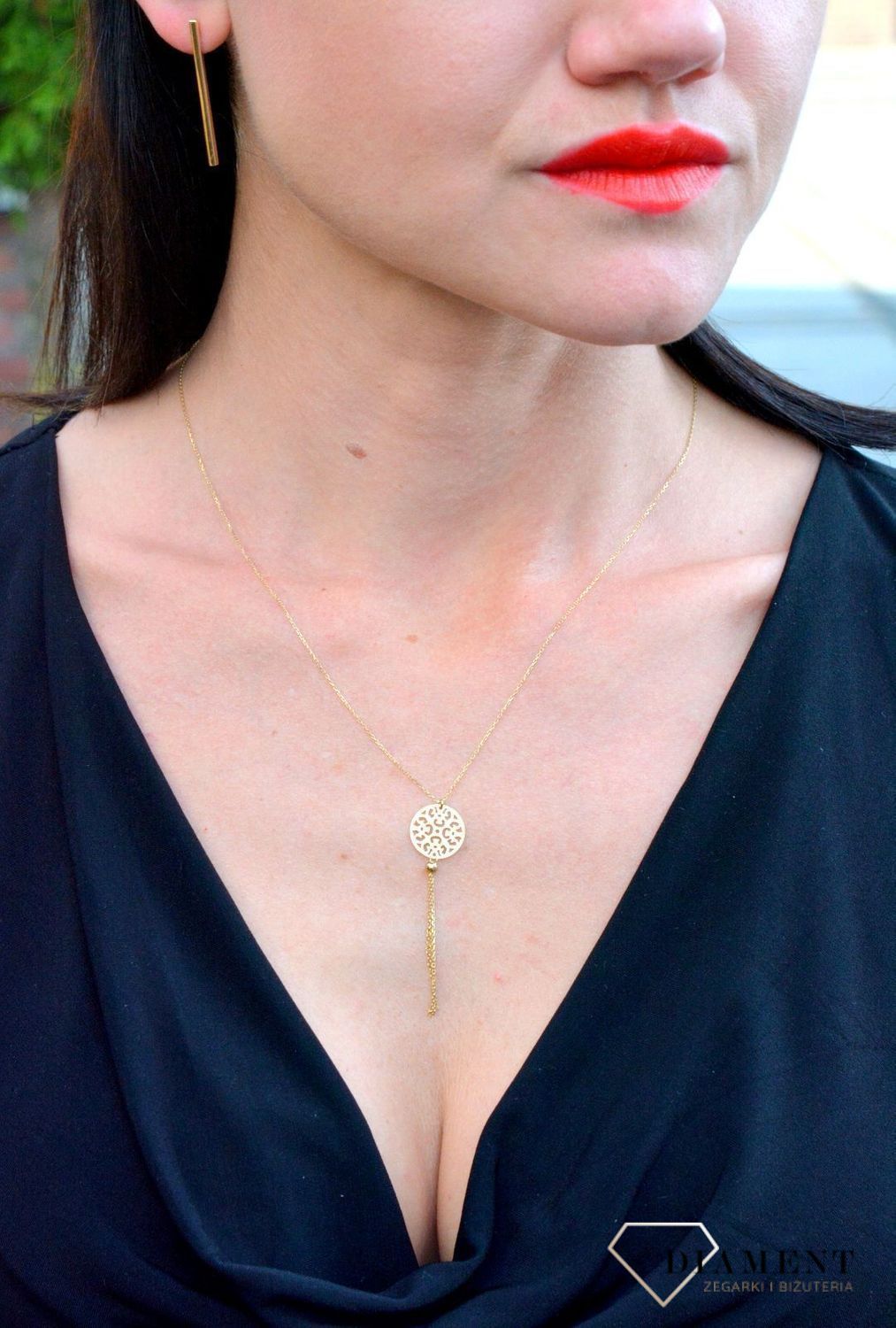 Złoty naszyjnik YES ażurowe kółko z łańcuszkami 333 ZW-X-X09-N50-CA17239..jpg