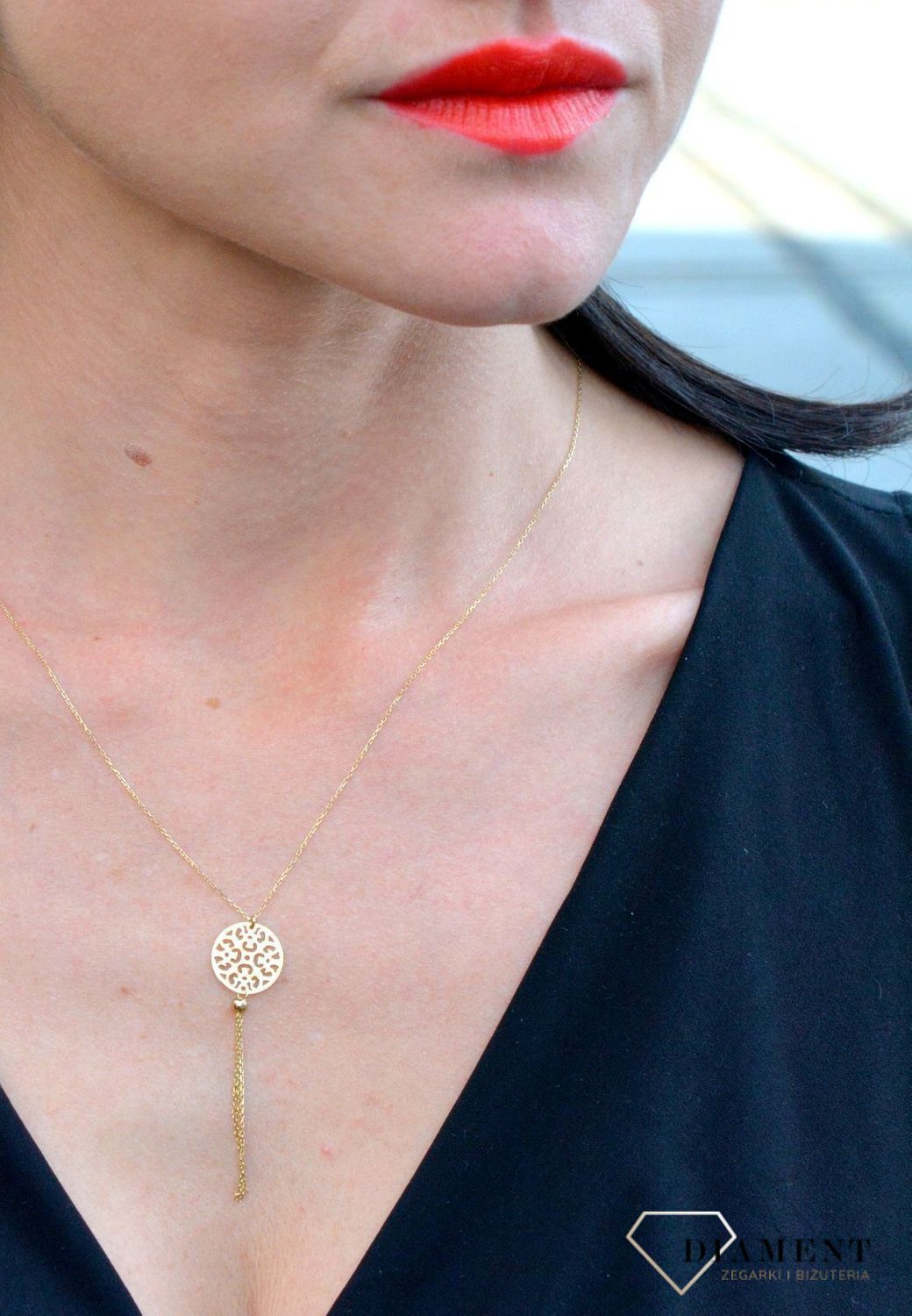 Złoty naszyjnik YES ażurowe kółko z łańcuszkami 333 ZW-X-X09-N50-CA17239..jpg