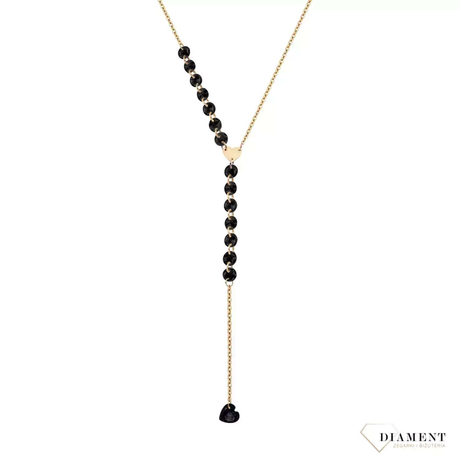 Naszyjnik złoty próby 585 czarne koraliki ZW-Z-Z01-N45-CC16072.jpg