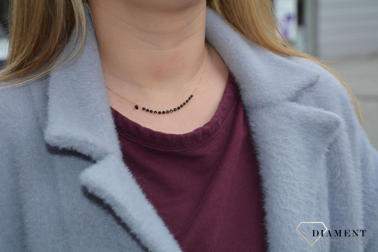 Naszyjnik celebrytka 585 koraliki i serduszko ZW-Z-Z01-N45-CC16073.jpg