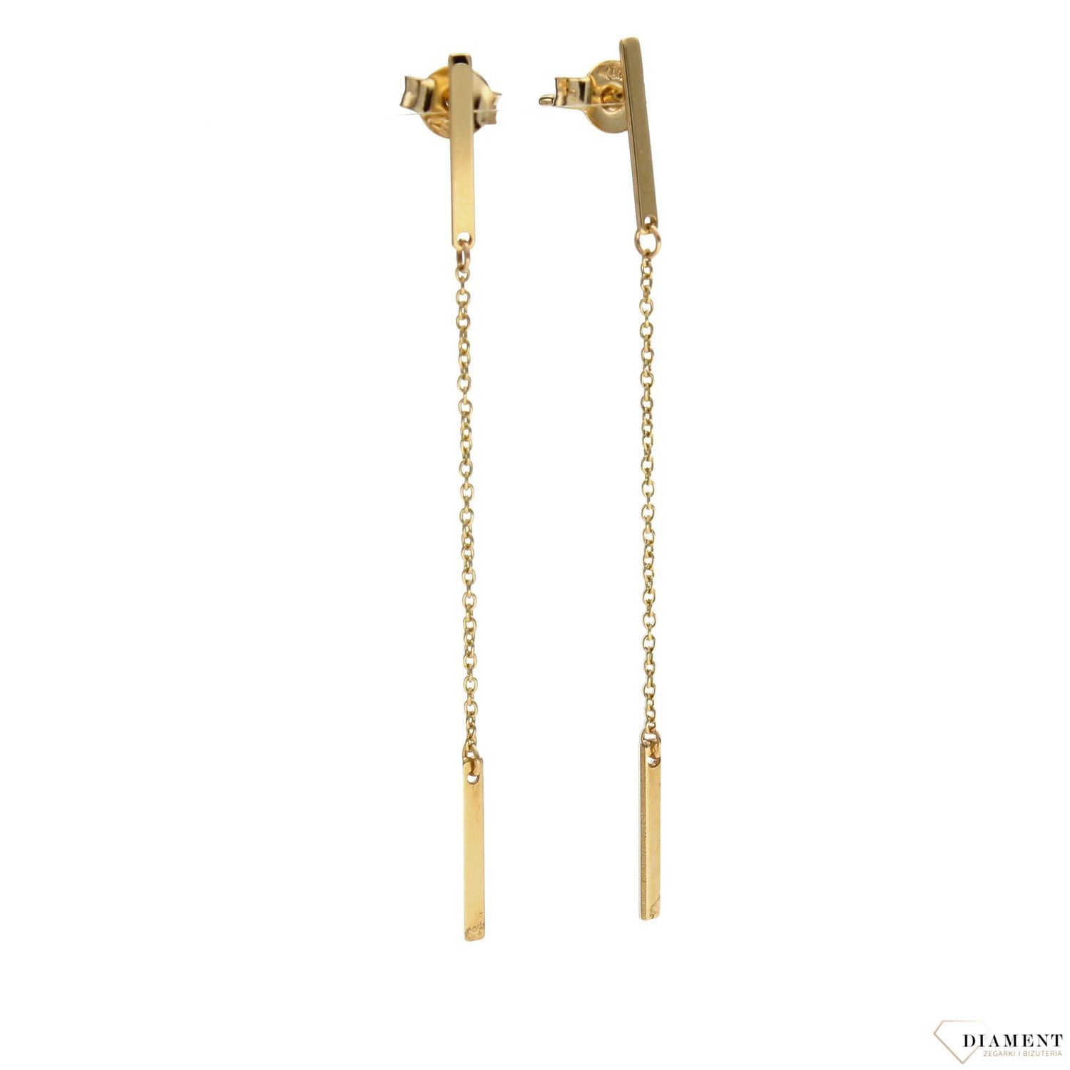 Złote kolczyki 585 pałeczki na łańcuszku ZW-Z-Z16-N00-FA15625.jpg