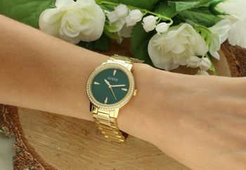 Zegarek damski Guess Spiral U1405L4M złoty z zieloną tarczą na bransolecie GUESS.jpg