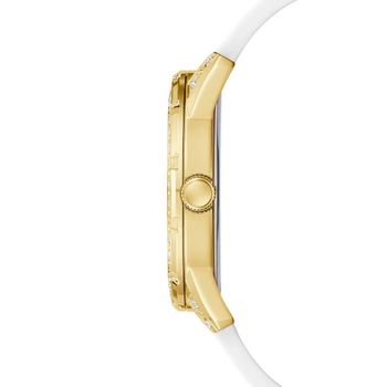Zegarek Guess dla kobiet – pozłacana koperta 40 mm, biała silikonowa opaska, błyszczące cyrkonie. Styl glamour i wygoda w jednym! (3).jpg