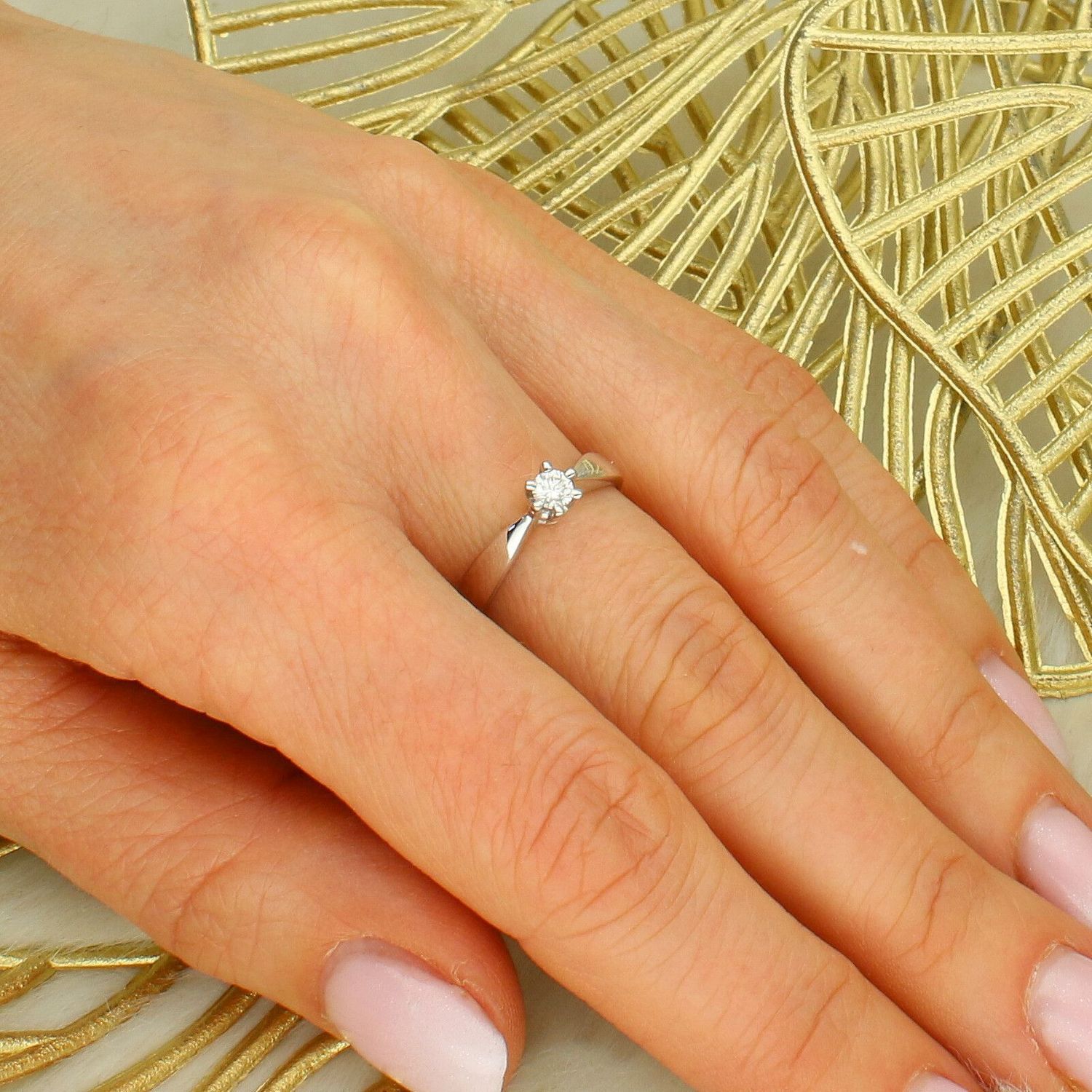 Pierścionek złoty DIAMENT białe złoto, jeden diament w białym złocie cer.R-9586N.jpg