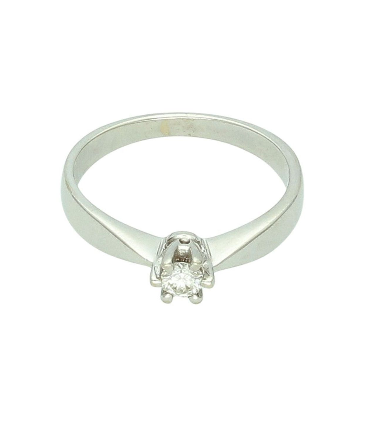 Pierścionek złoty 585 z brylantem 0,15 ct – klasyczny diament w białym złocie Au white.jpg