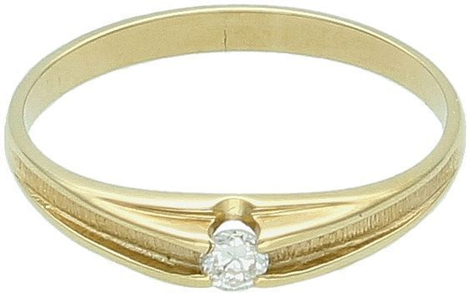 Złoty pierścionek z brylantem w półmacie – rozmiar 14  cert.12588.jpg