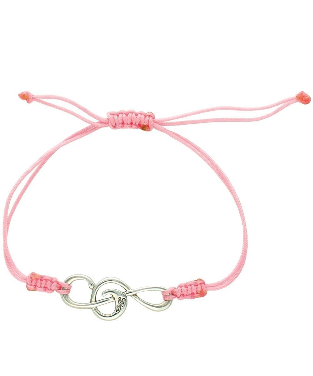 Bransoletka srebrna 925 Klucz Wiolinowy na Różowym Sznurku Lilau pink..jpg