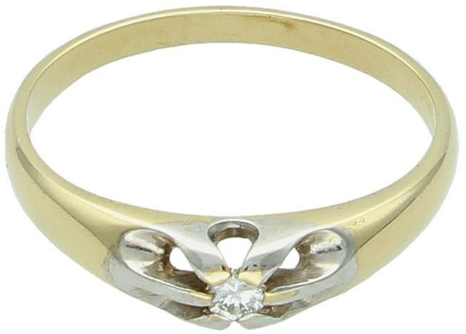 Elegancki złoty pierścionek zaręczynowy W-449 z brylantem 0,07 ct, barwa TCR, czystość SI, wykonany ze złota próby 585. Idealny prezent z certyfikatem autentyczności diamentu.1.jpg